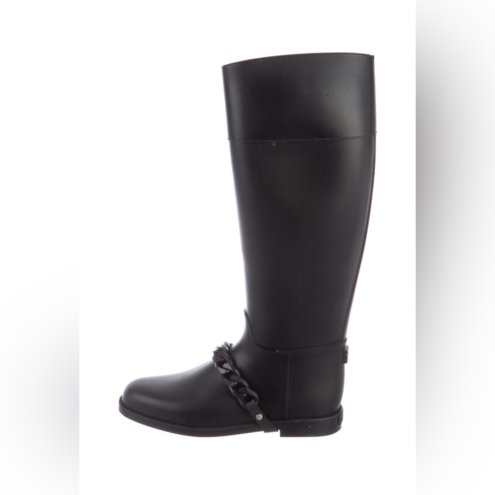 Givenchy black rain boots with chain link accents size 37